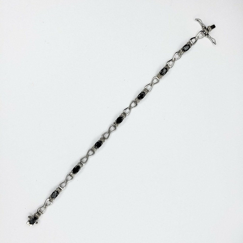 Ross Simons Link Bracelet 925 Sterling Silver 7.3in Blue Sapphire China